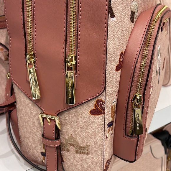 MICHAEL KORS JET SET GIRLS JAYCEE LARGE ZIP PACKED BACKPACK DARK POWDER BLUSH ML - Picture 14 of 16